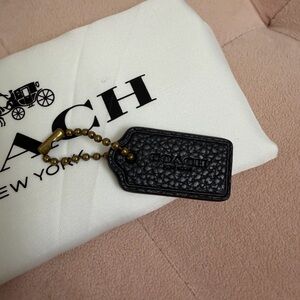 Coach Small Hangtag Black Pebble Leather
